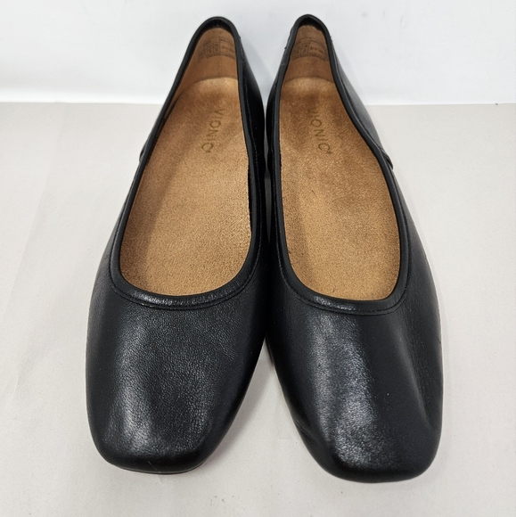 Vionic Orinda Flats Womens Sz 7.5M Black Leather Square Toe Low Heel Vio-motion - Picture 3 of 10